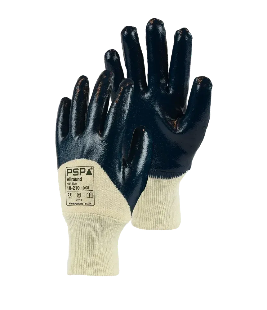 PSP 10-210 Allround NBR werkhandschoen met blauwe nitrilcoating op katoen