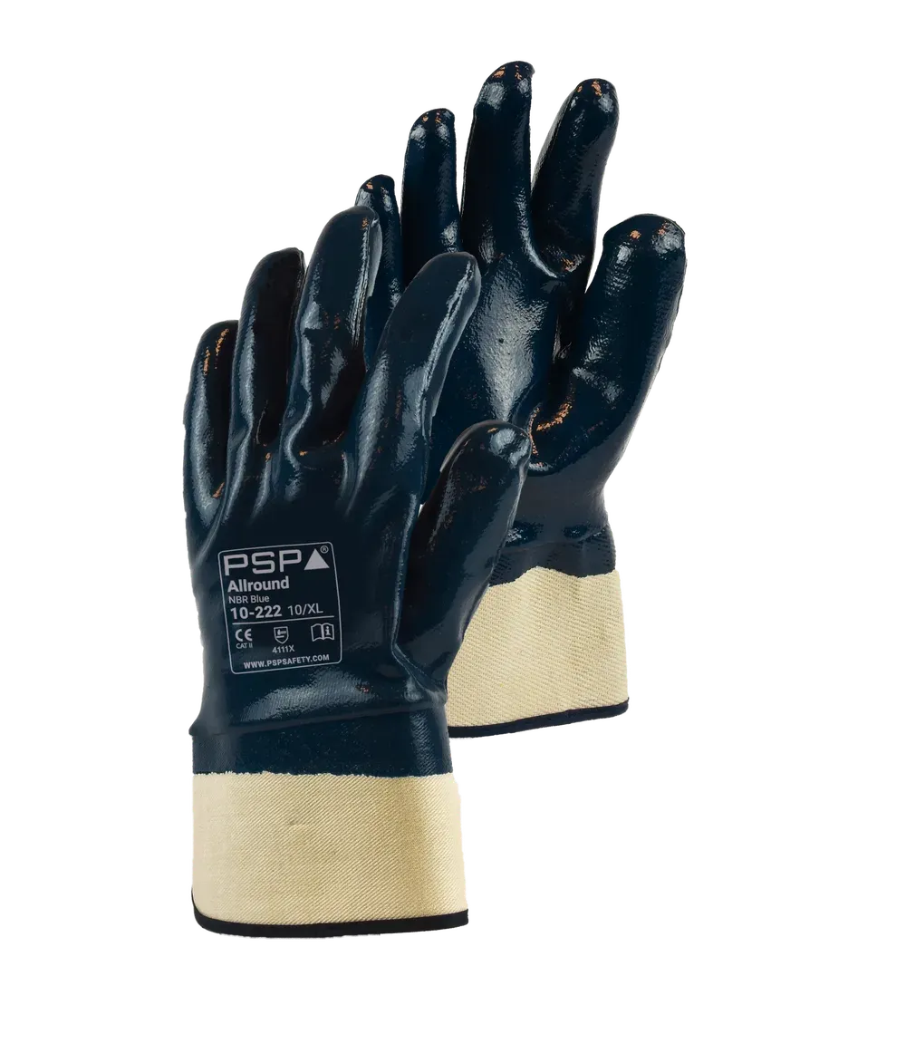 PSP 10-222 Allround NBR Blue werkhandschoen met manchet en gesloten rug