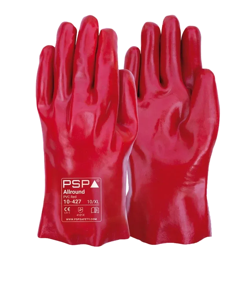 PSP 10-427 Allround Oil PVC werkhandschoen van 27 cm in rood