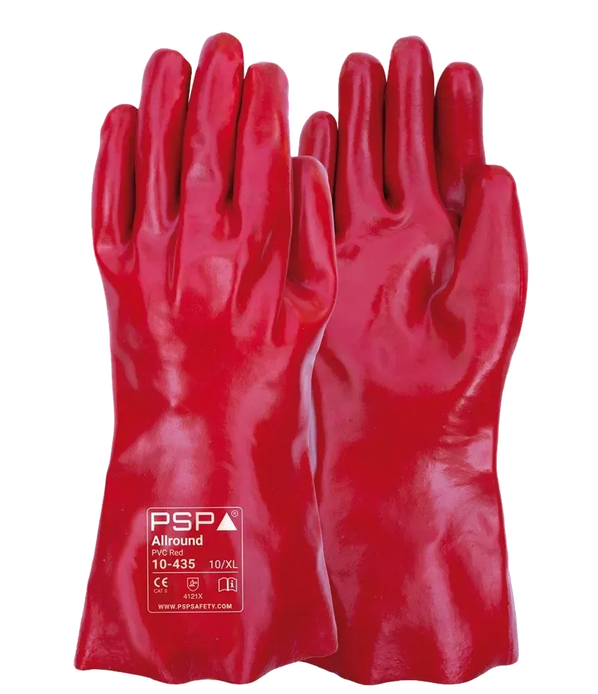 PSP 10-435 Allround Oil PVC werkhandschoen van 35 cm in rood