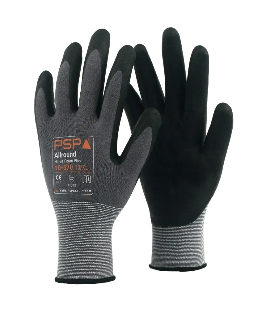 PSP 10-570 Allround Nitrile Foam werkhandschoen in grijs en zwart