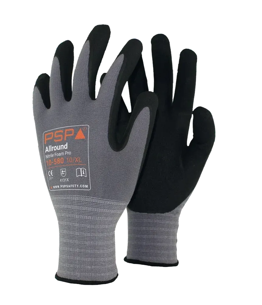 PSP 10-580 Allround Nitrile Foam Pro werkhandschoen in grijs en zwart