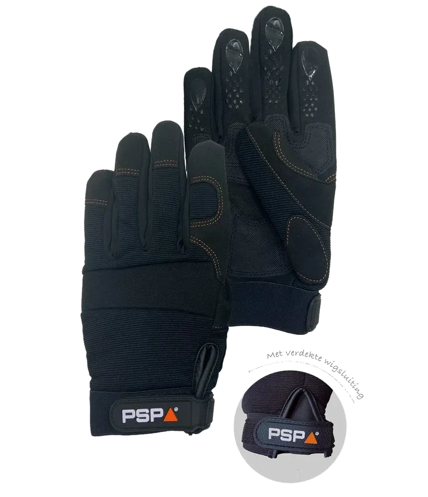 PSP 39-510 Mechanic Grip Black Pro met siliconen noppen op de palm