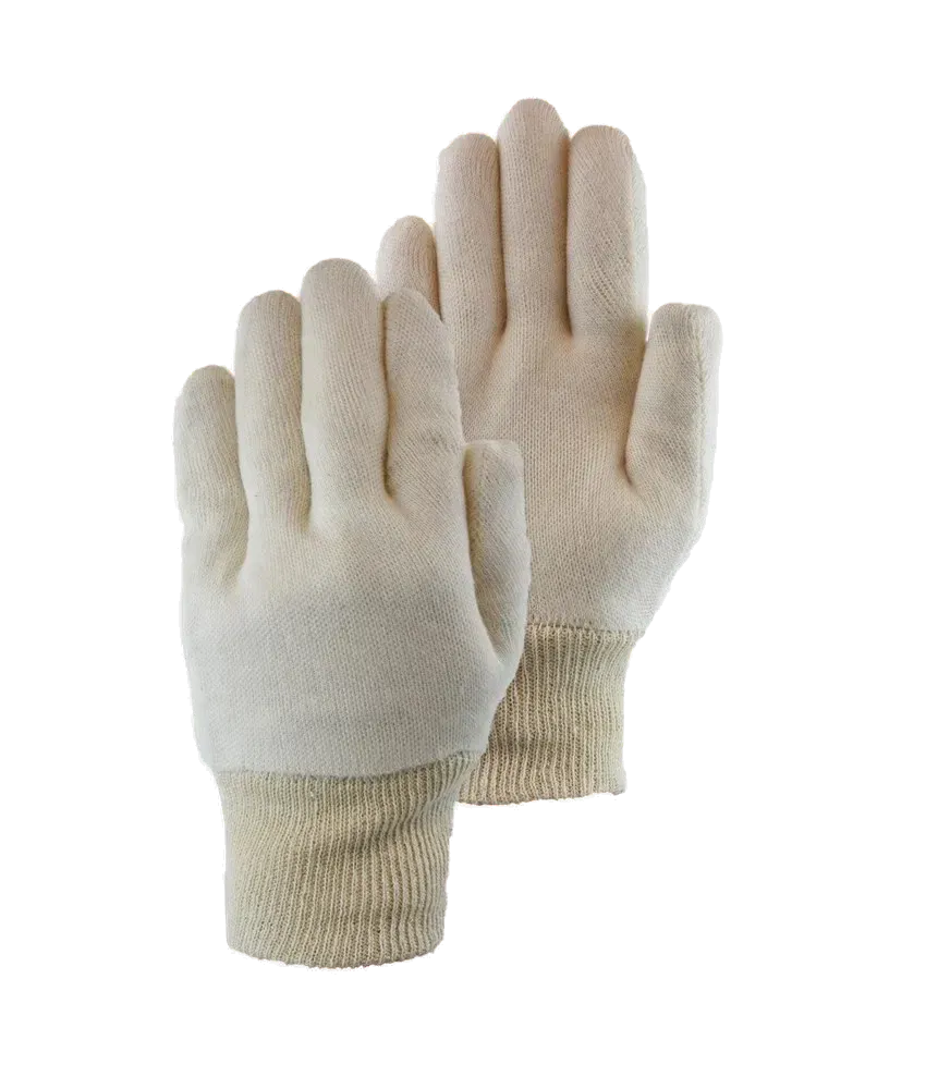 PSP 20-220 katoenen interlock handschoen in ecru met gebreide manchet
