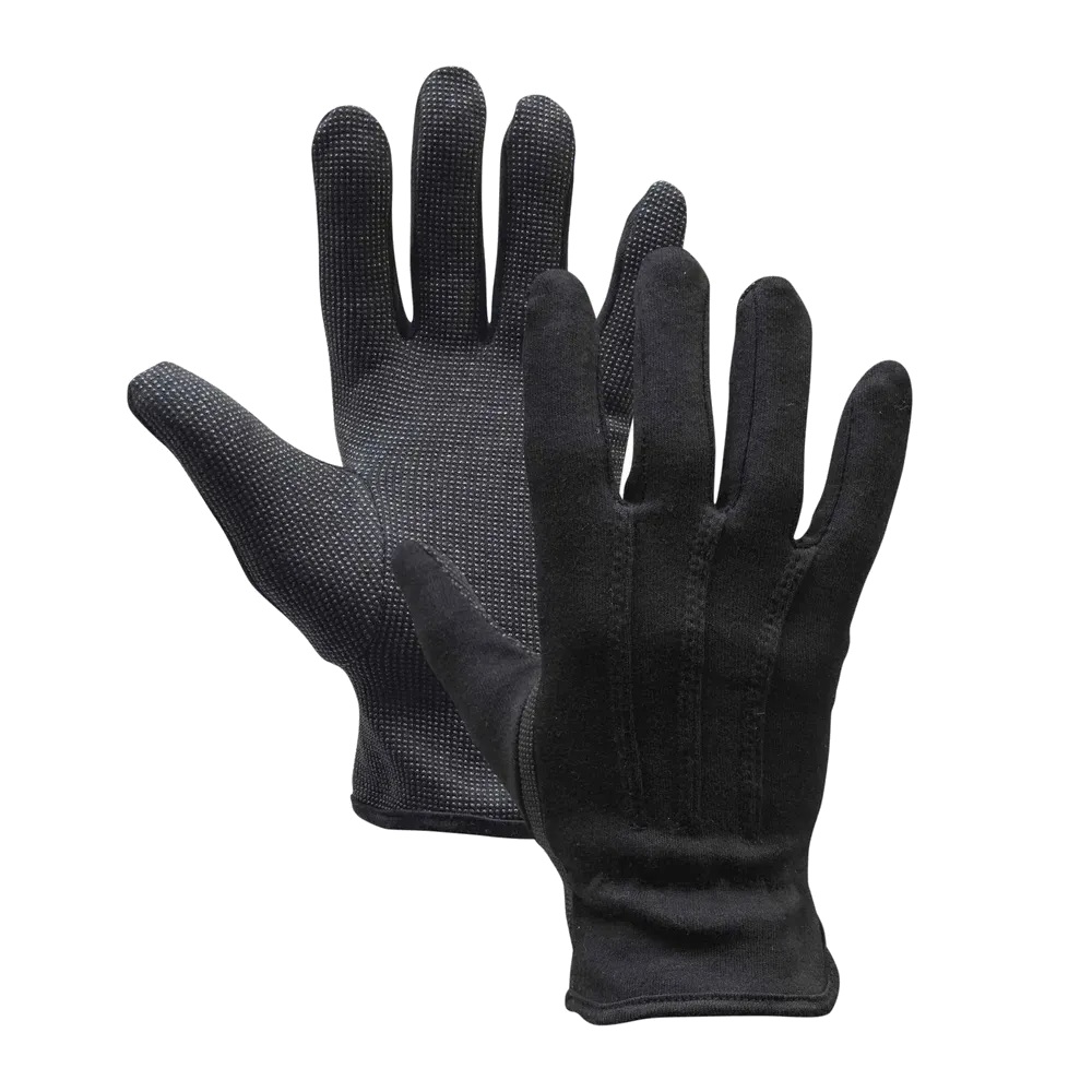 Zwarte Restoglove serveerhandschoen van katoen met PVC-nopjes op de handpalm