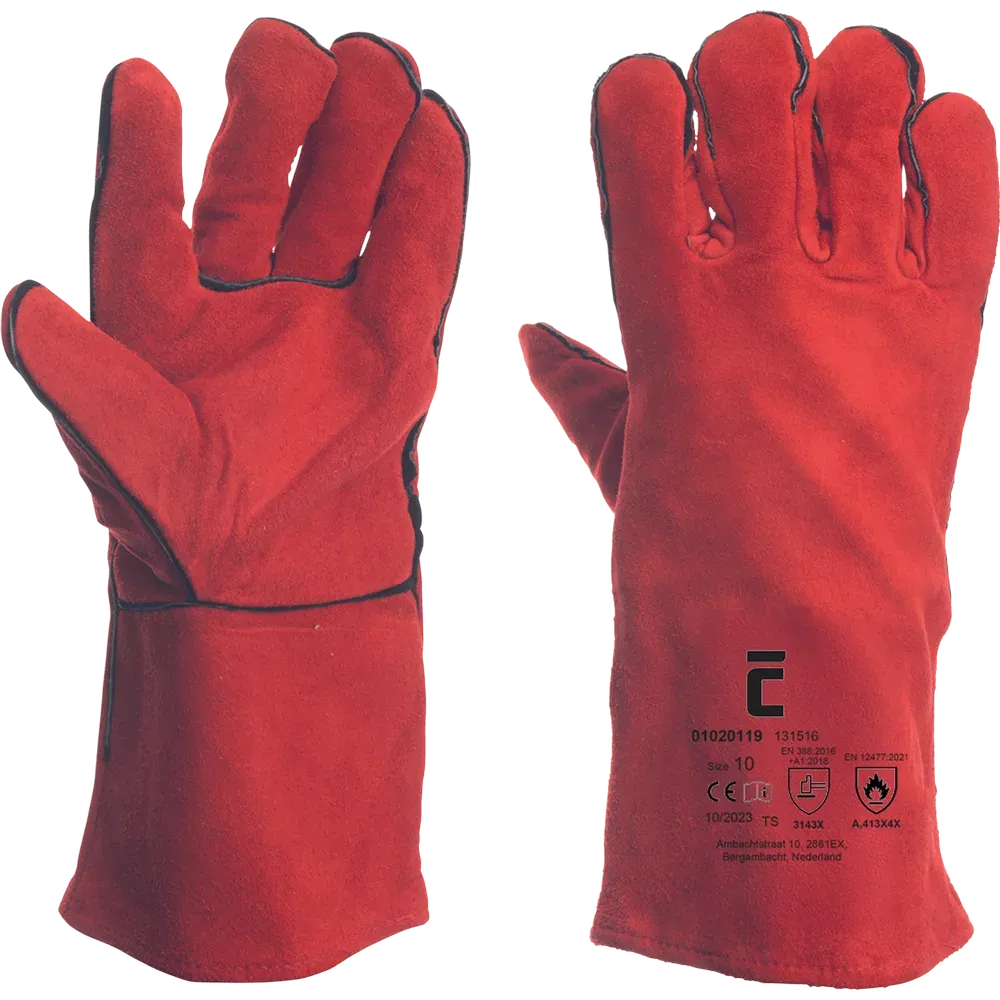 Rode SafeWorker 131516 lashandschoen van rundsplitleer van 35 cm