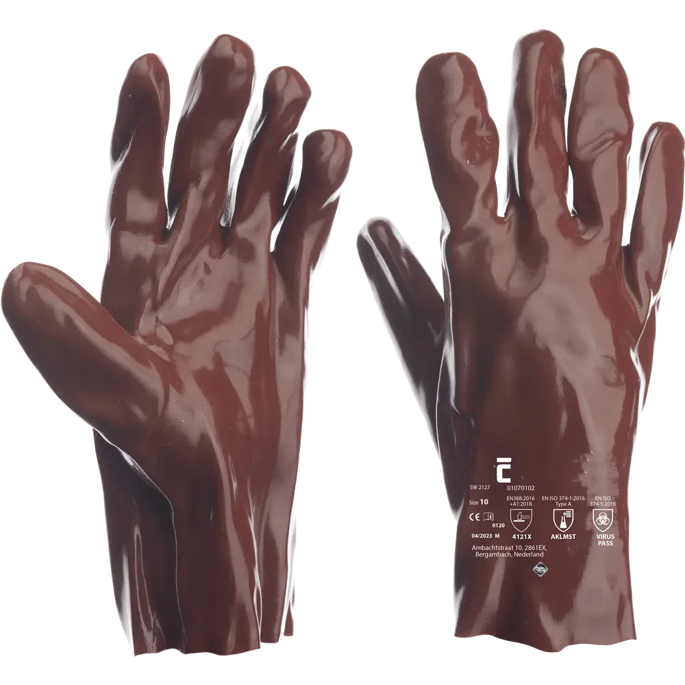 SafeWorker 2127 vloeistofdichte PVC handschoen van 27 cm