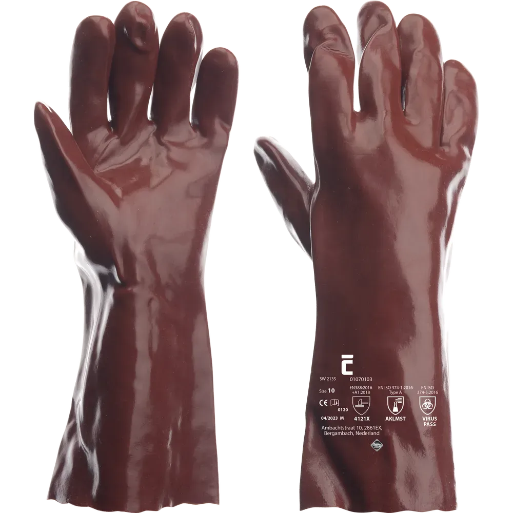 SafeWorker 2135 volledig gedompelde PVC handschoen van 35 cm