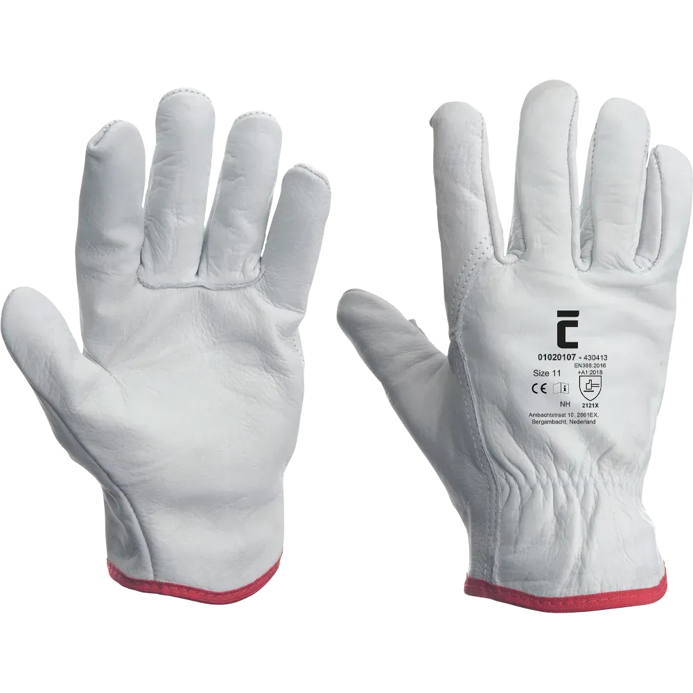 SafeWorker 430413 driverhandschoen van volnerf rundleer met elastiek op de handrug