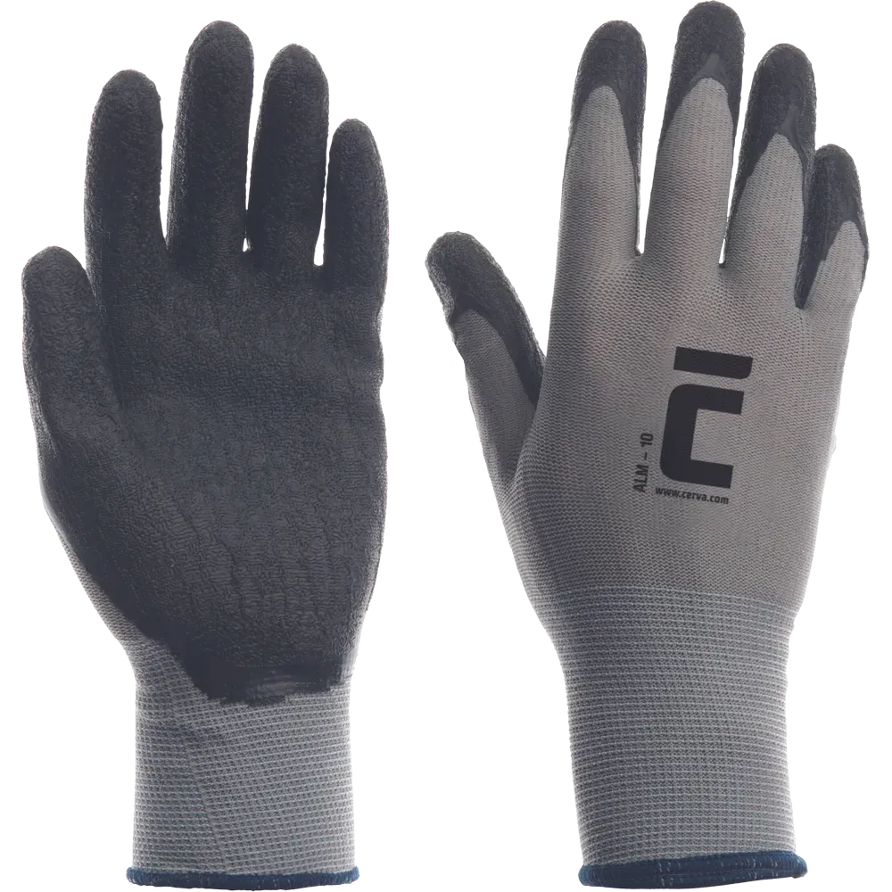 SafeWorker Alm handschoen met latex crinkle coating en open nylon rug