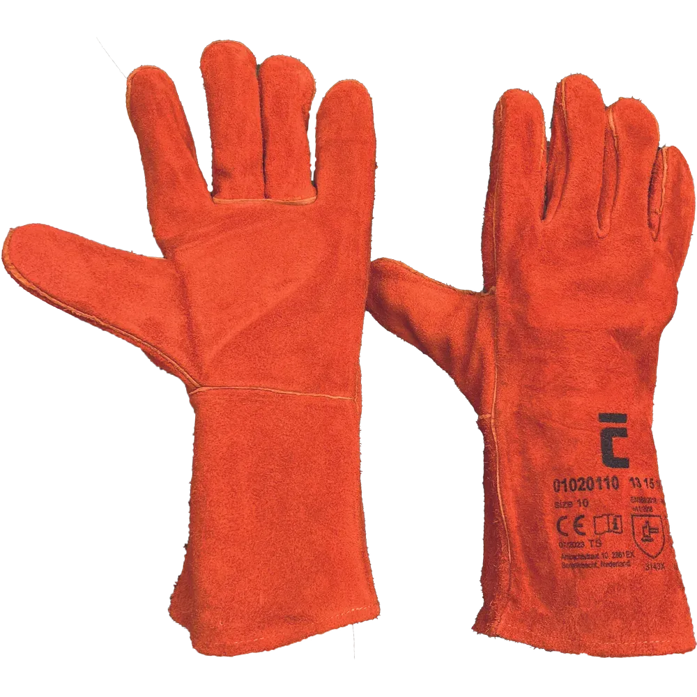 Rode SafeWorker Lek 131518 lashandschoen van rundsplitleer van 35 cm