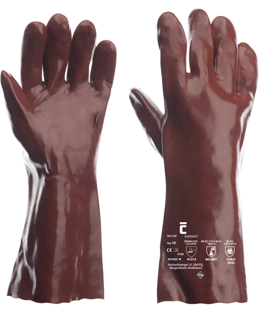 SafeWorker SW 2140 volledig gedompelde PVC handschoen van 40 cm