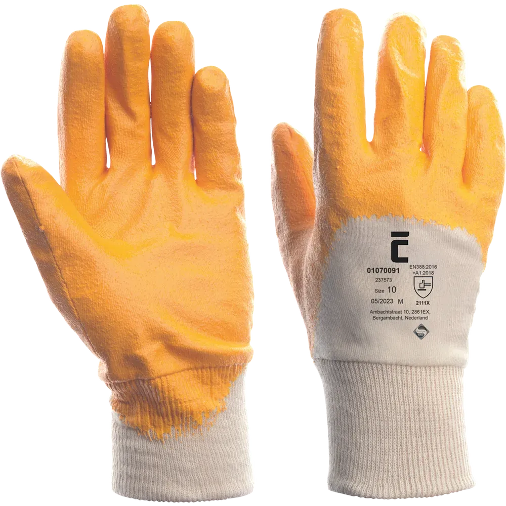 SafeWorker SW 2375 katoenen handschoen met nitril handpalm en open rug