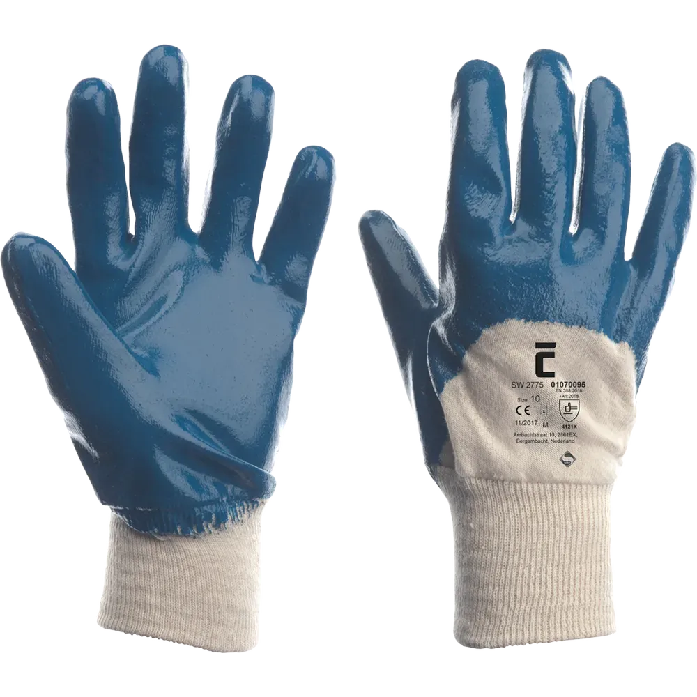 SafeWorker SW 277500 katoenen handschoen met nitril handpalm en tricot manchet