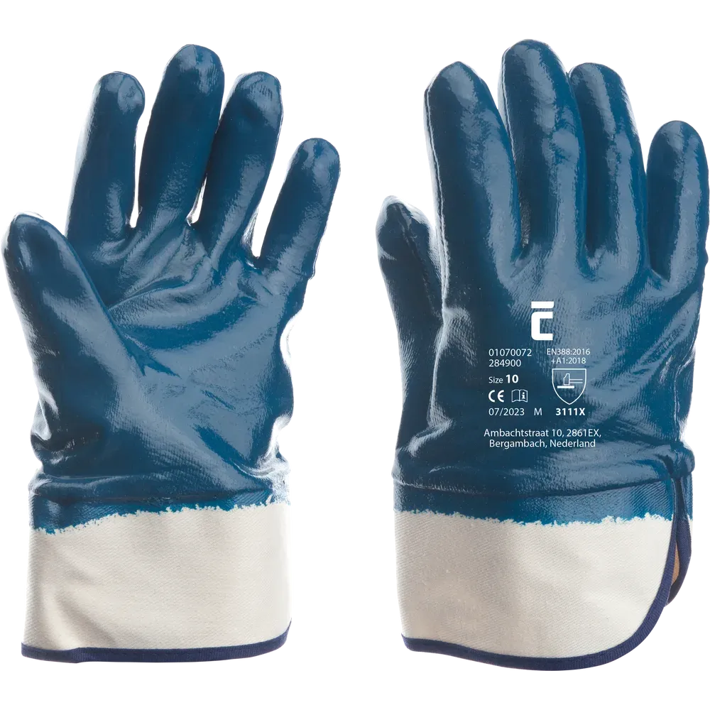 Blauwe SafeWorker SW 2849 volledig gedompelde nitril handschoen