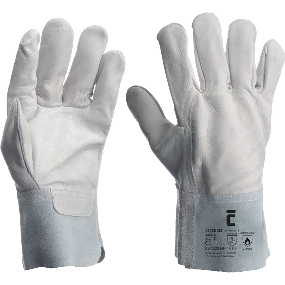 SafeWorker SW 4307 lederen werkhandschoen met splitleren kap van 7 cm