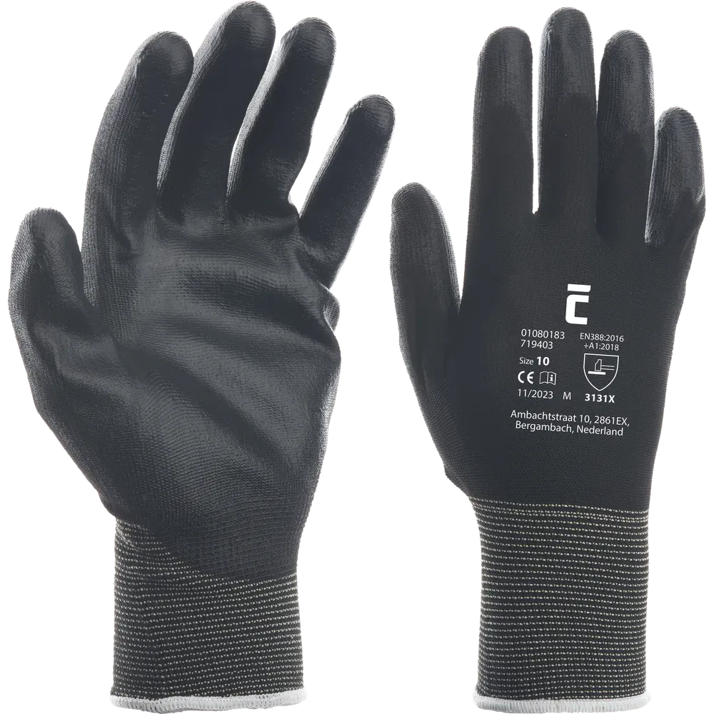 SafeWorker SW 7194 naadloze handschoen met polyurethaan coating op de handpalm