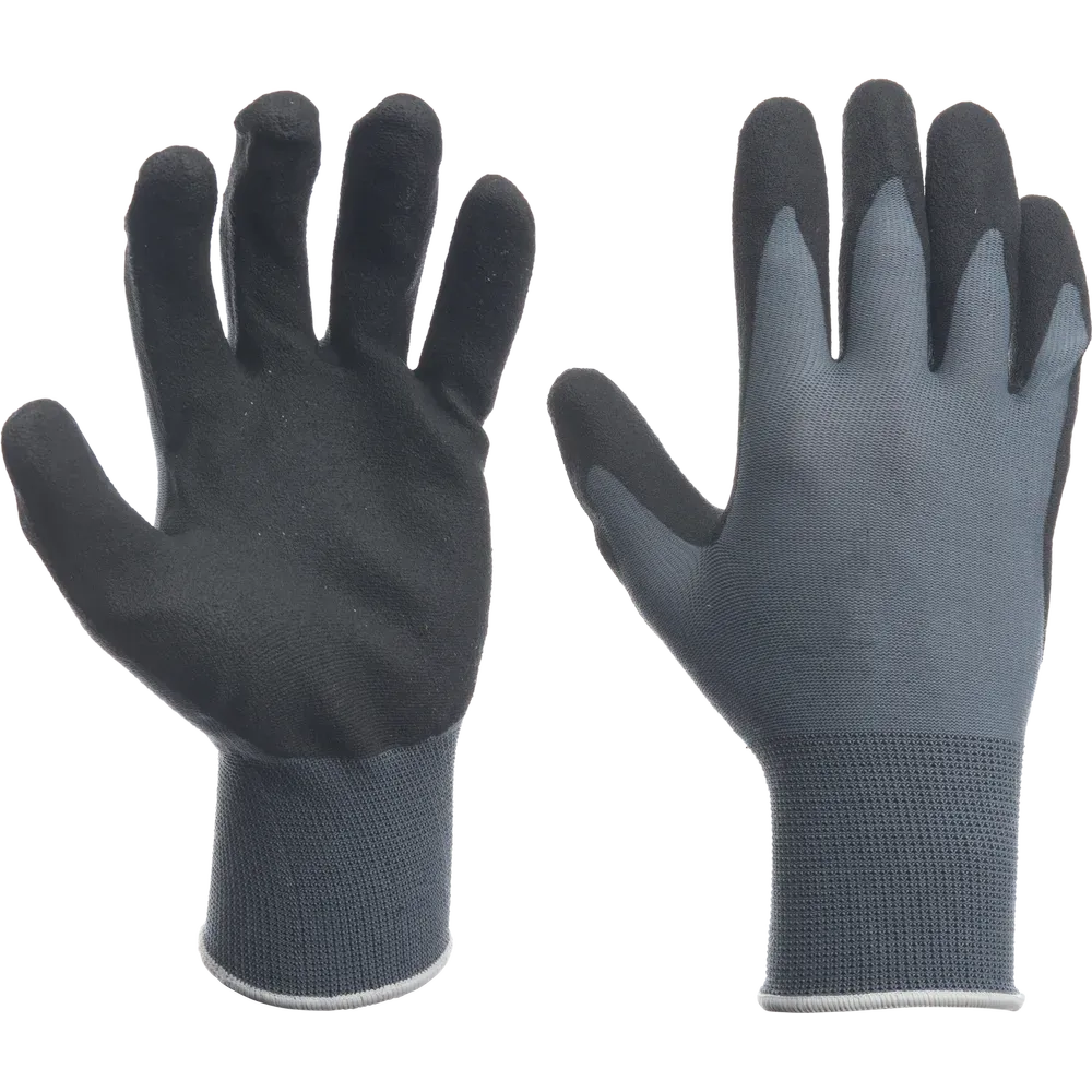 SafeWorker SW 7196 grijze nylon handschoen met zwarte nitril palmcoating