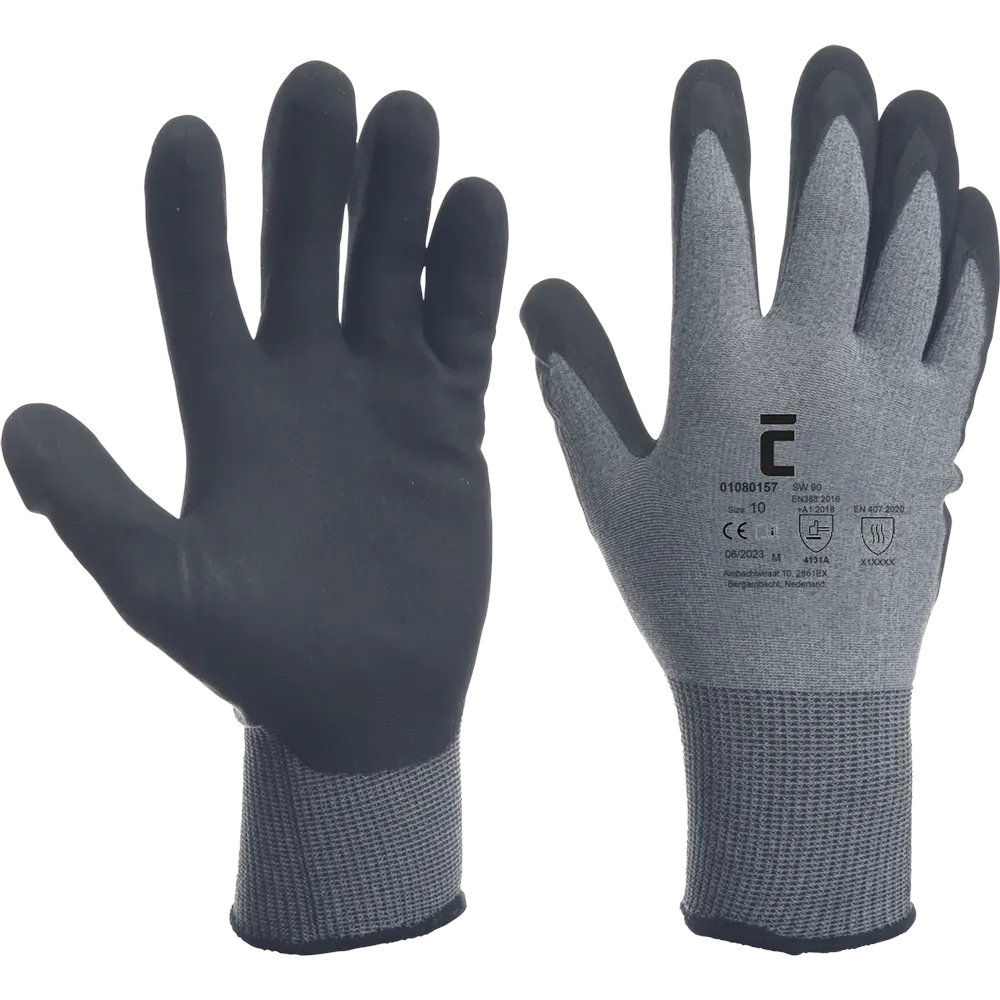 SafeWorker SW 90 nylon handschoen met nitril coating op de handpalm